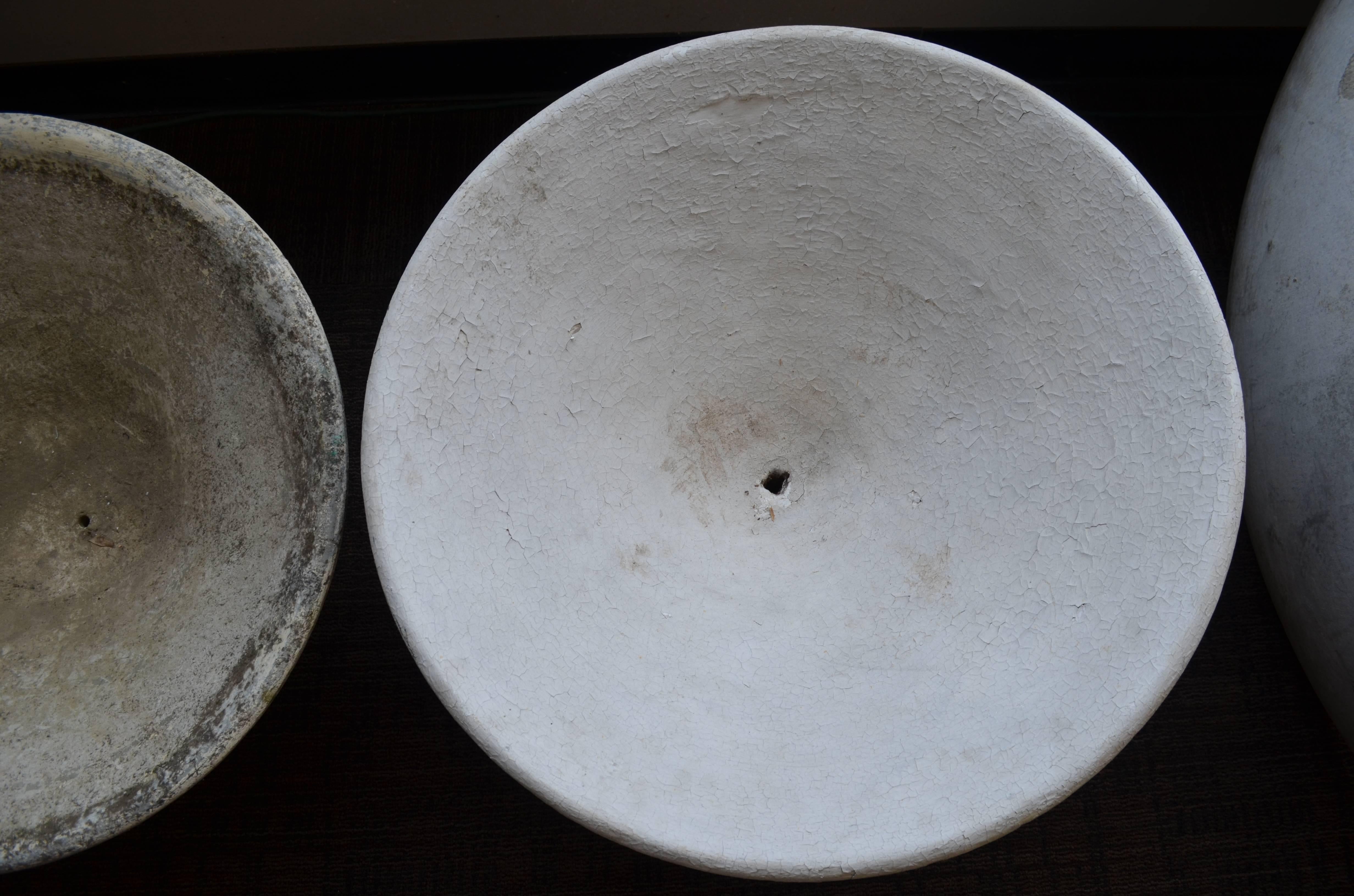 Mid-Century Modern Garden Planters of Saucer Formed Stone by Willy Guhl, Offered as a Pair