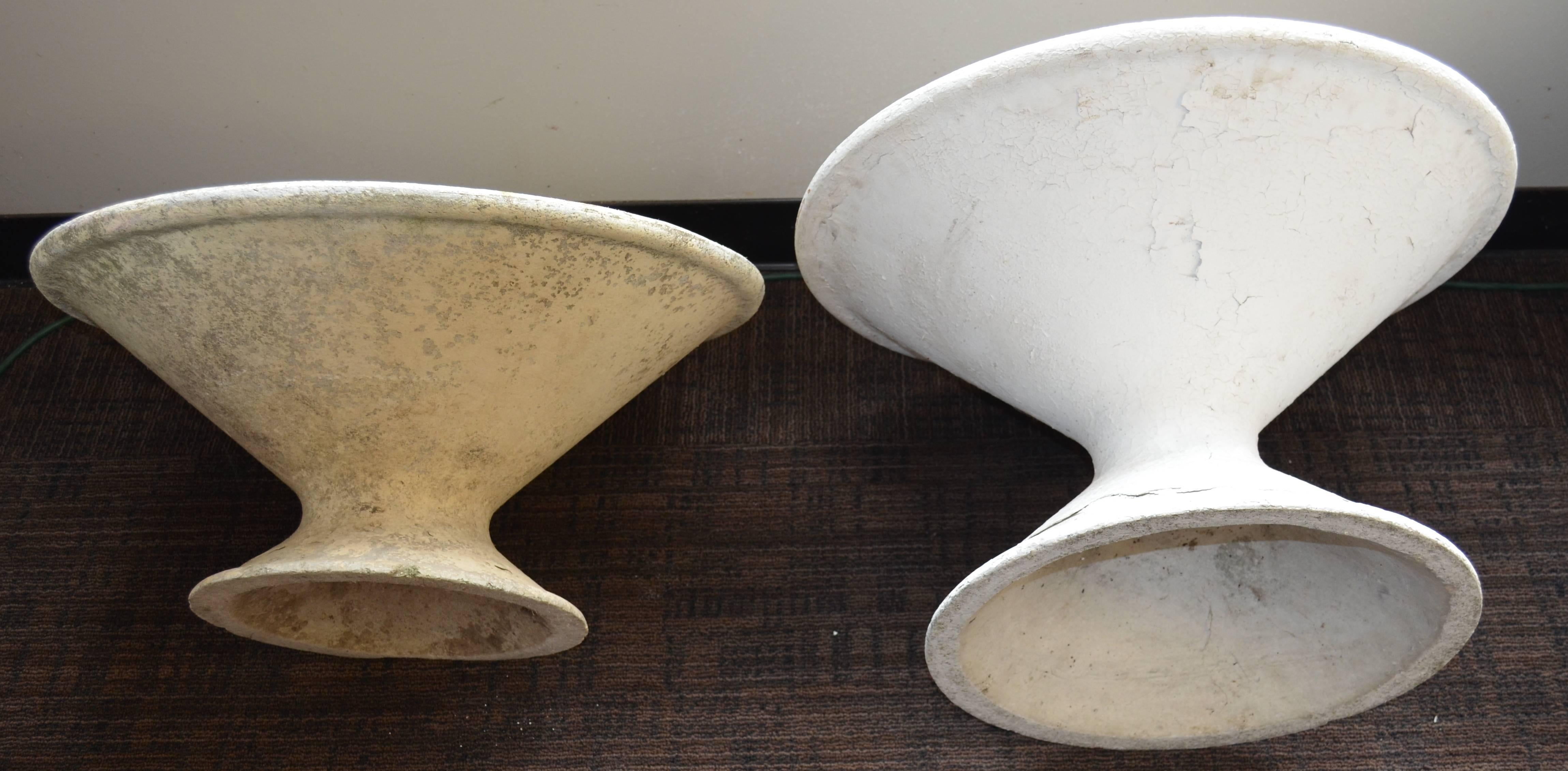 Swiss Garden Planters of Saucer Formed Stone by Willy Guhl, Offered as a Pair