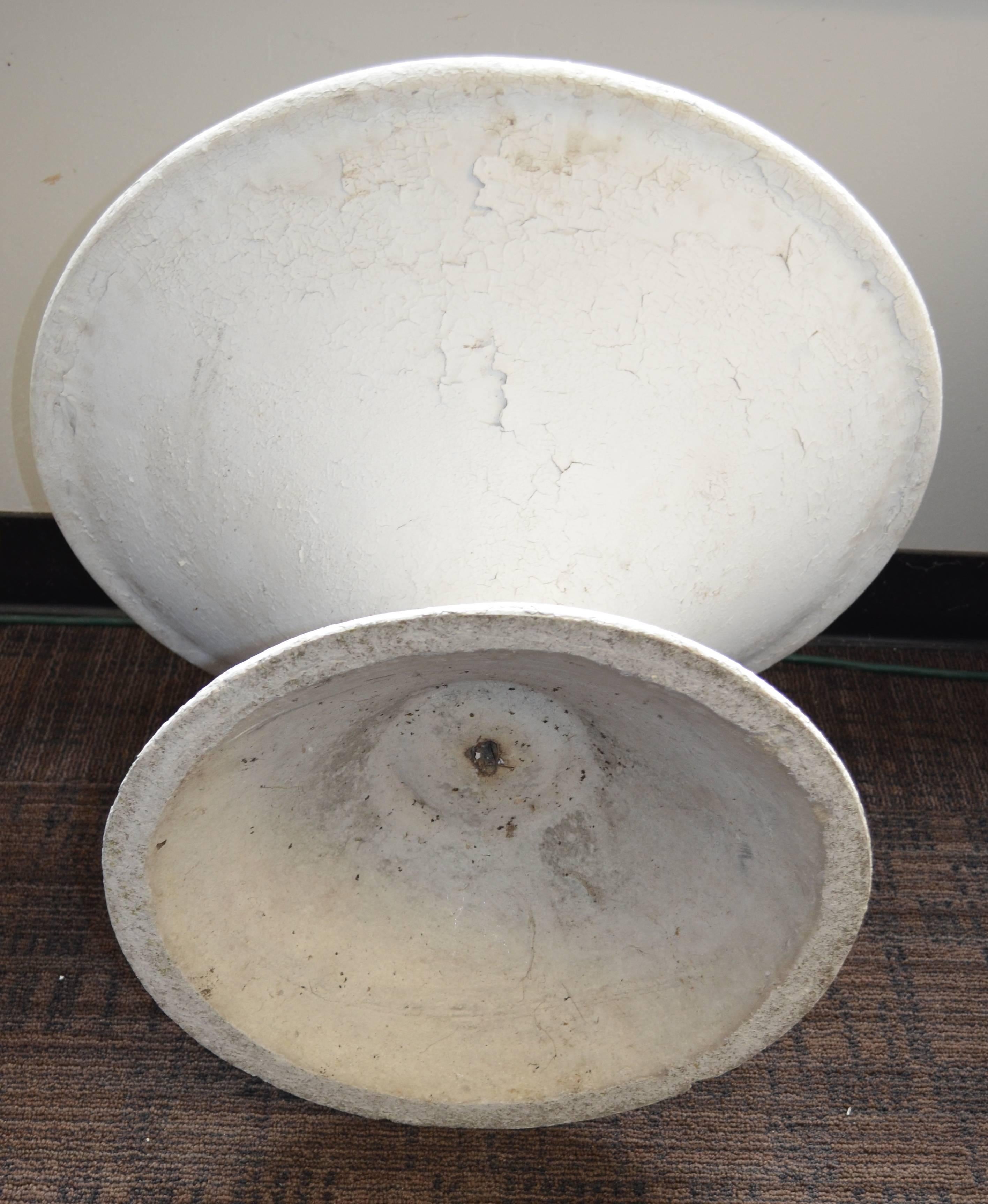 Garden Planters of Saucer Formed Stone by Willy Guhl, Offered as a Pair In Good Condition In Madison, WI