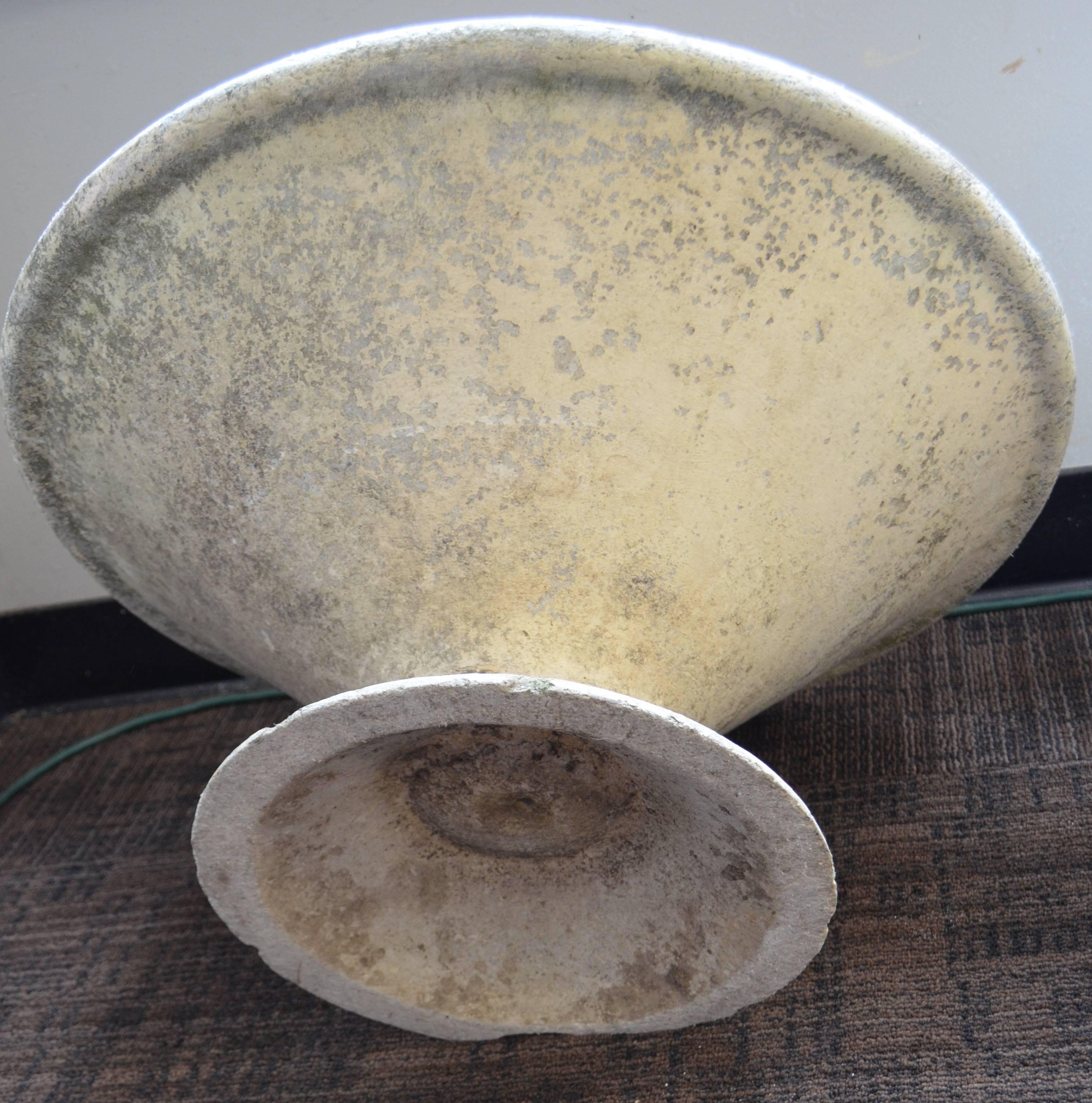 Late 20th Century Garden Planters of Saucer Formed Stone by Willy Guhl, Offered as a Pair
