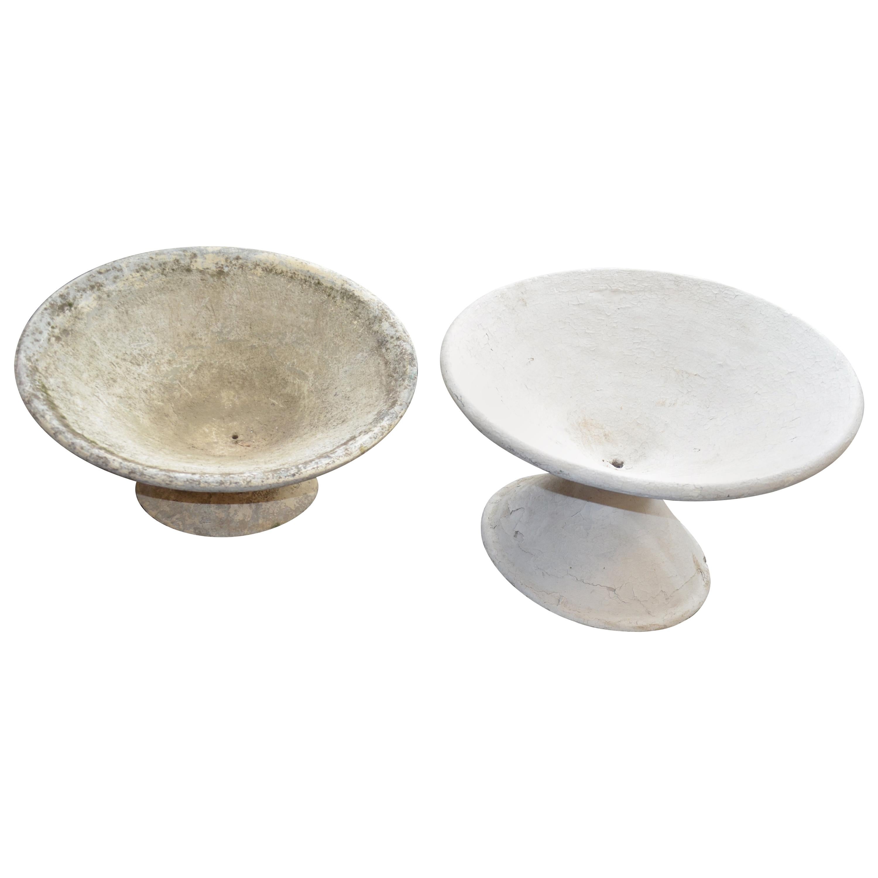 Garden Planters of Saucer Formed Stone by Willy Guhl, Offered as a Pair