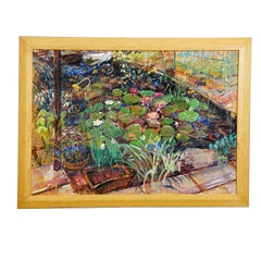 Garden Pond with Water Lilies, 1994 – Oil painting by Alexander Michael