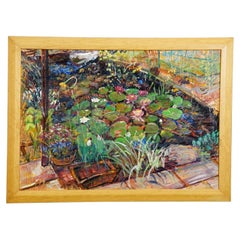 Garden Pond with Water Lilies, 1994 – Oil painting by Alexander Michael