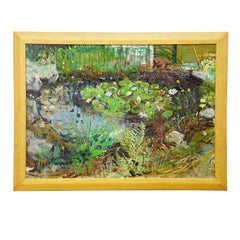 Garden Pond with Water Lilies and Rockery, 1994 – Oil Painting