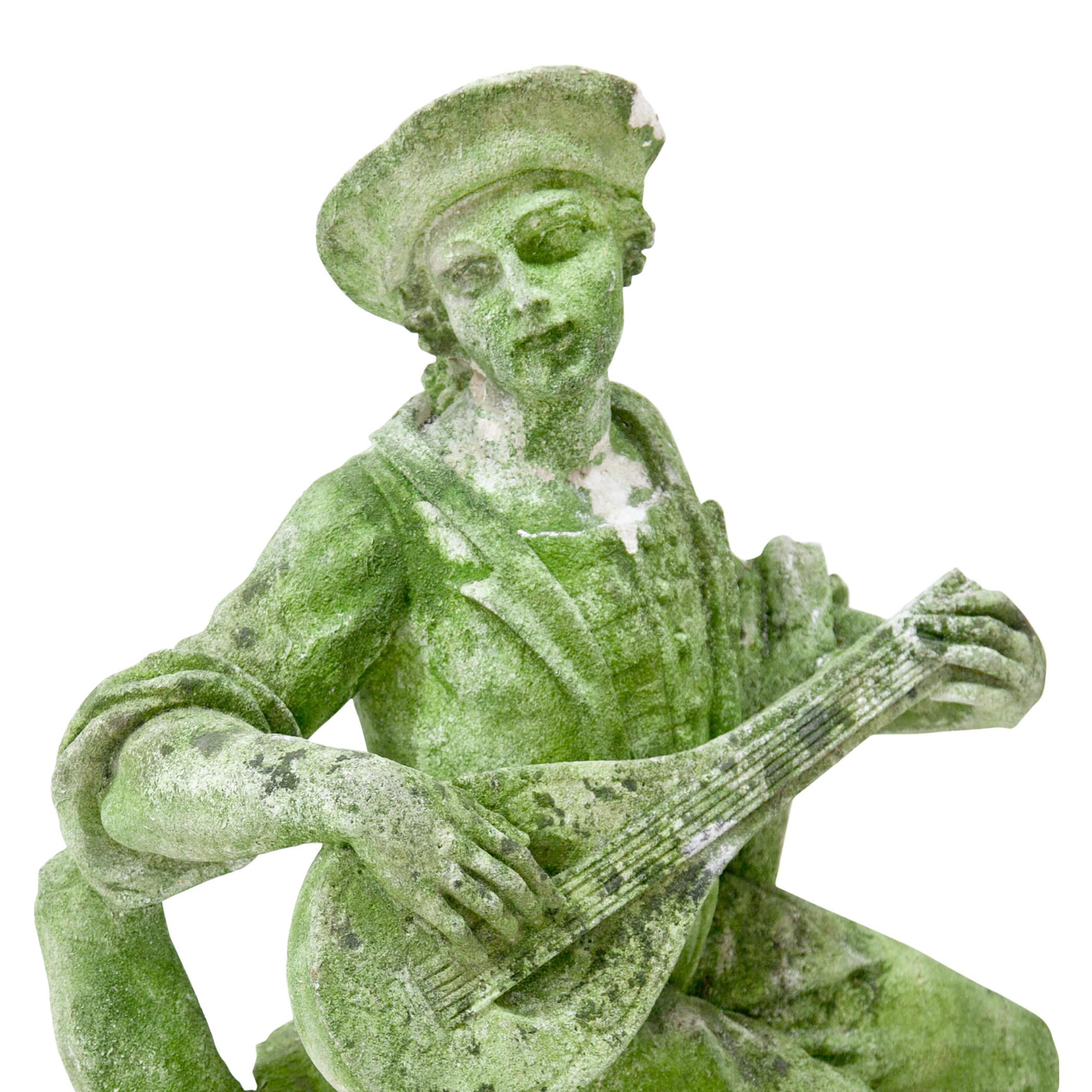 Stone Garden Sculpture of a Musician, prob. Italy, 20th Century