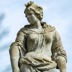 Garden Sculpture of Goddess Hera with Peacock