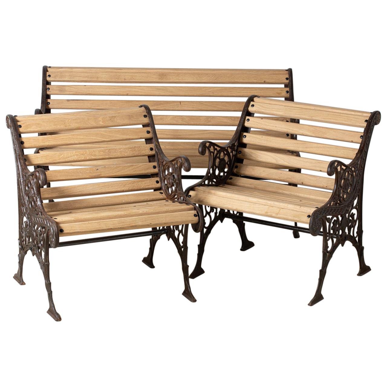 Garden Set in Cast Iron and Wood, France, circa 1930 For Sale