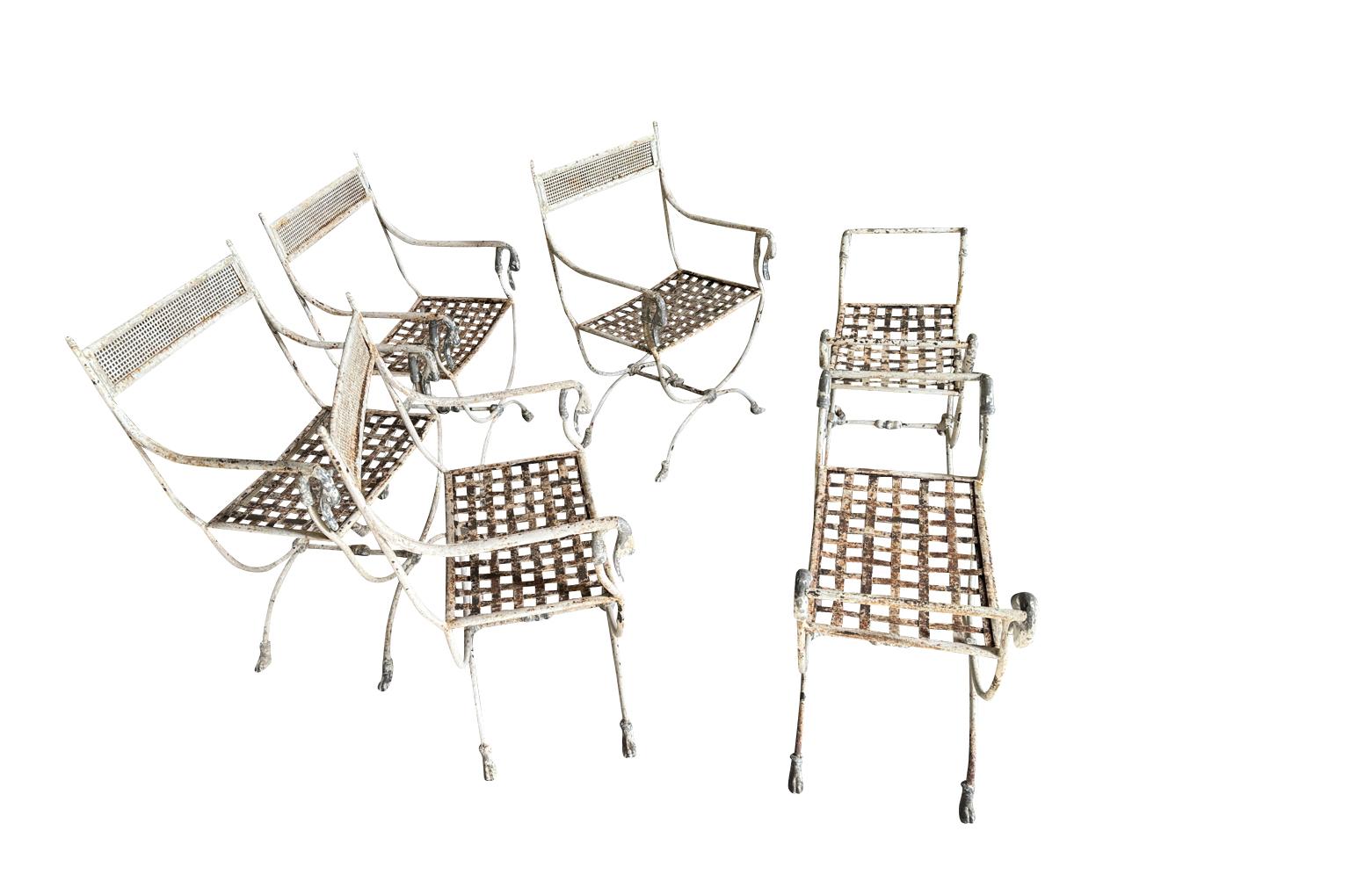 19th Century Garden Set Of Curule Form Garden Chairs And Stools