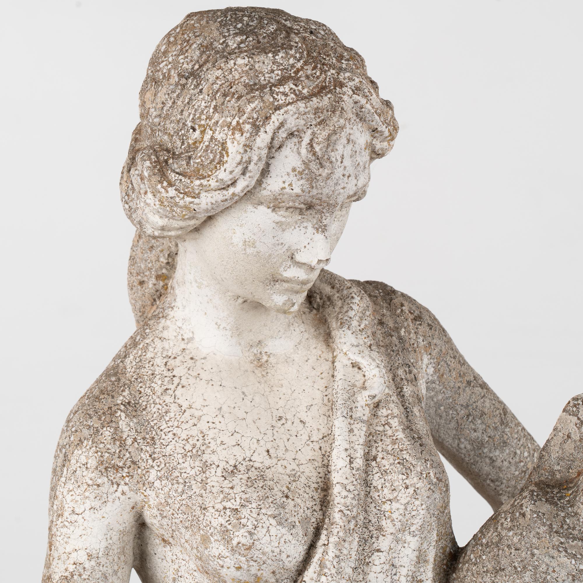 Classical Roman Garden Statuary of Standing Female With Wine Jugs, Denmark circa 1920-40