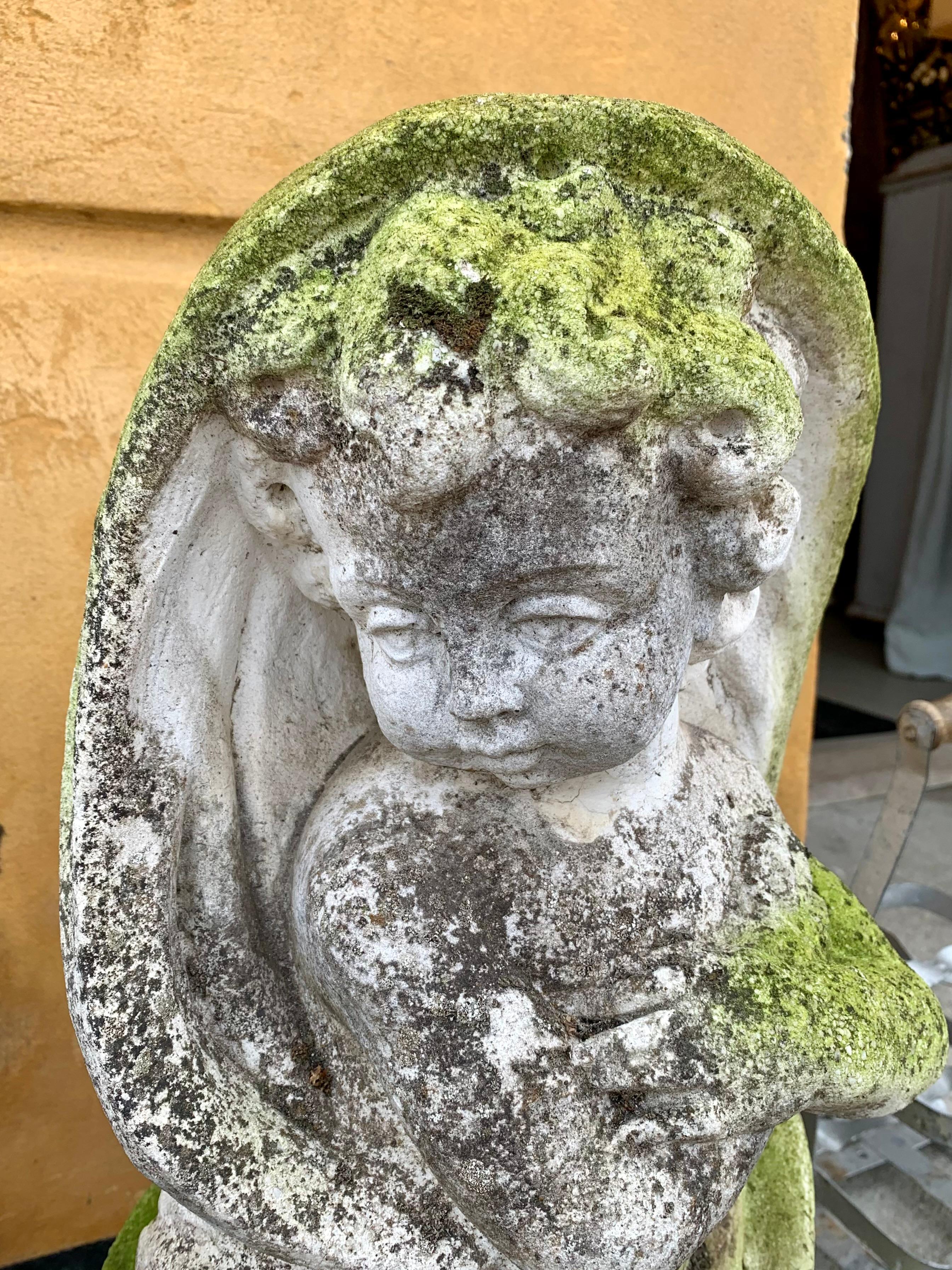 French Garden Statue - Draped Putti For Sale