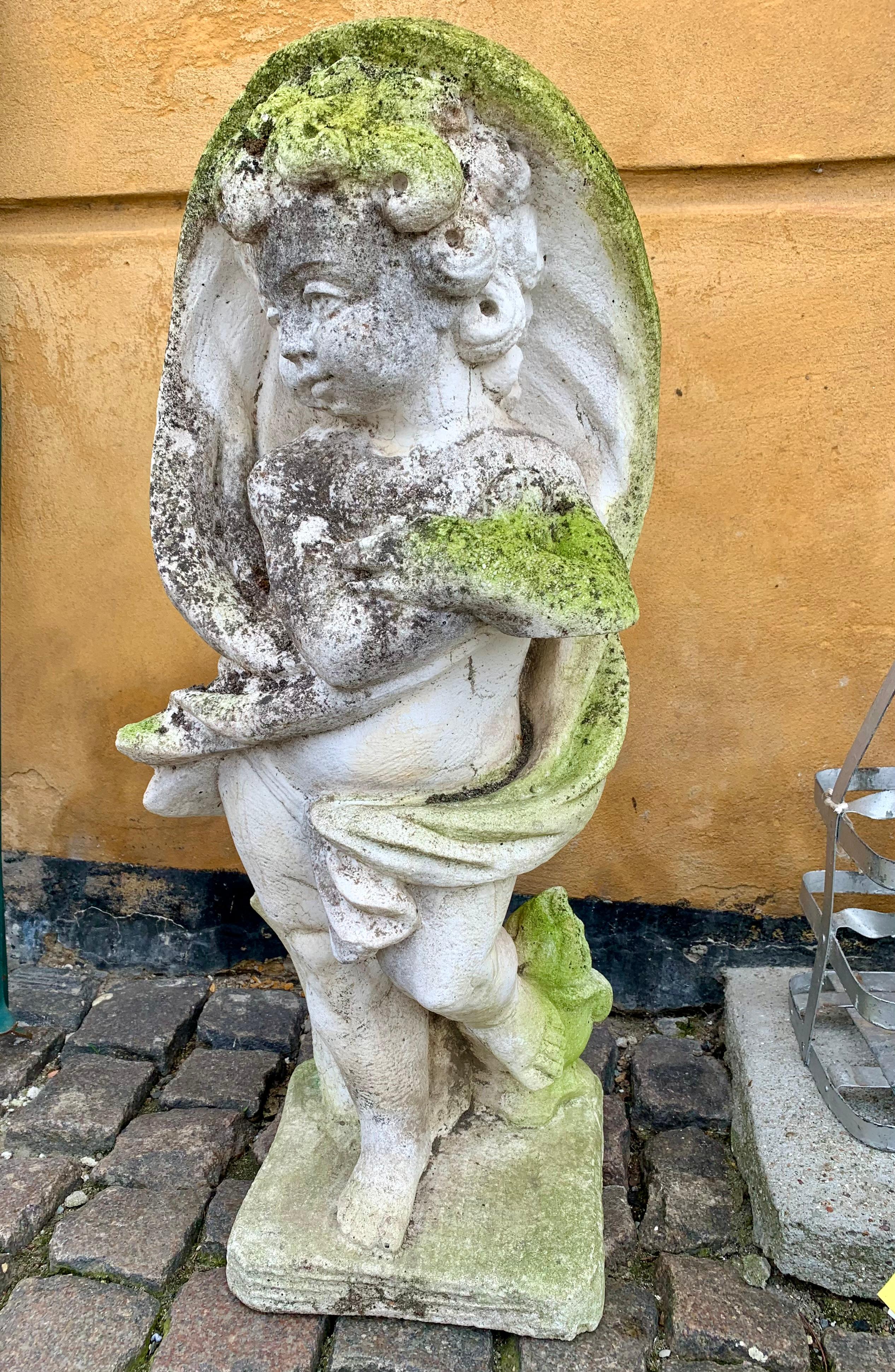 Garden Statue - Draped Putti In Good Condition For Sale In Hellerup, DK