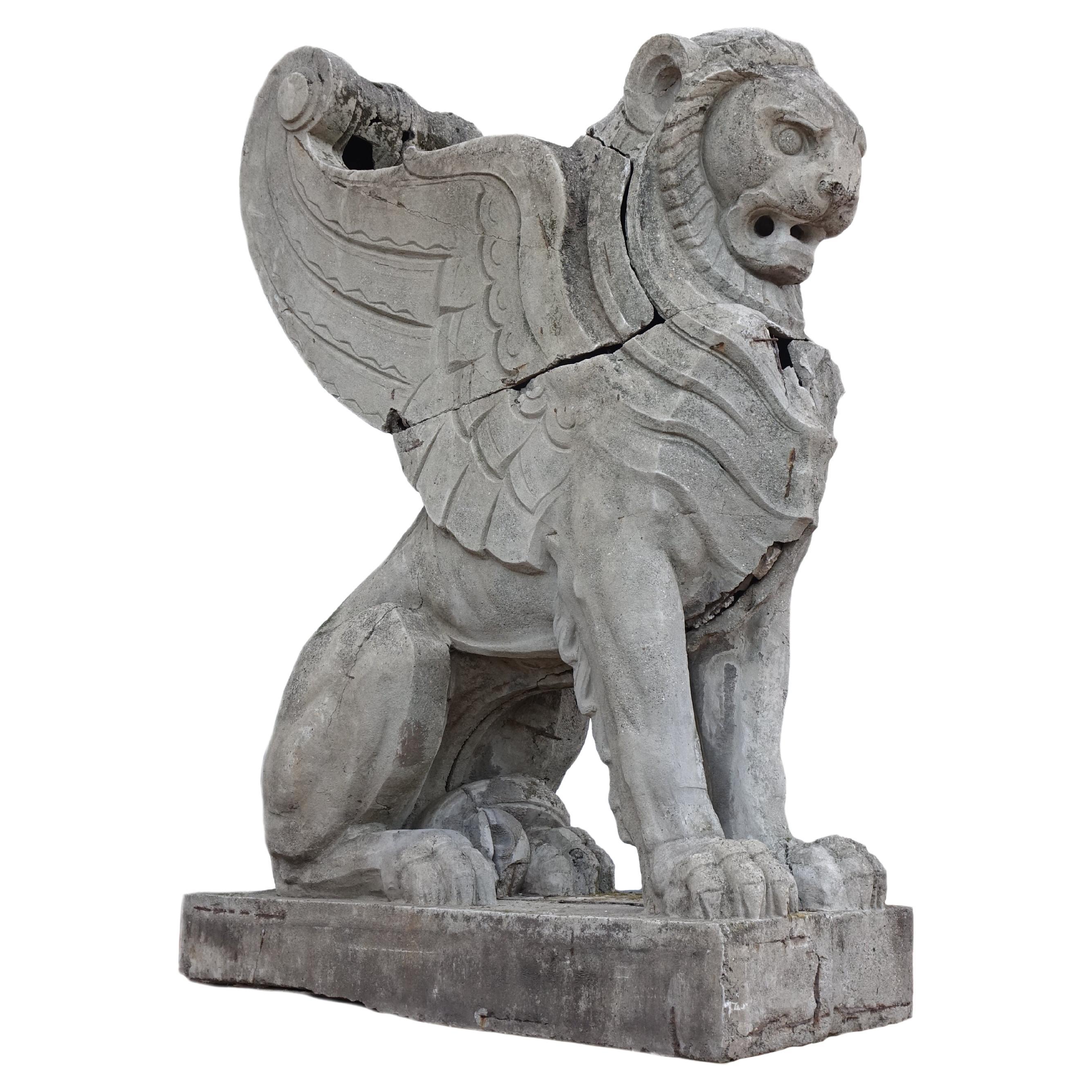 Garden statue, sphinx made for the central station of Milan, Stacchini De grandi
