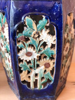 Garden Stools Pair of Blue Chinese Glazed CeramicSide Tables Drink Tables