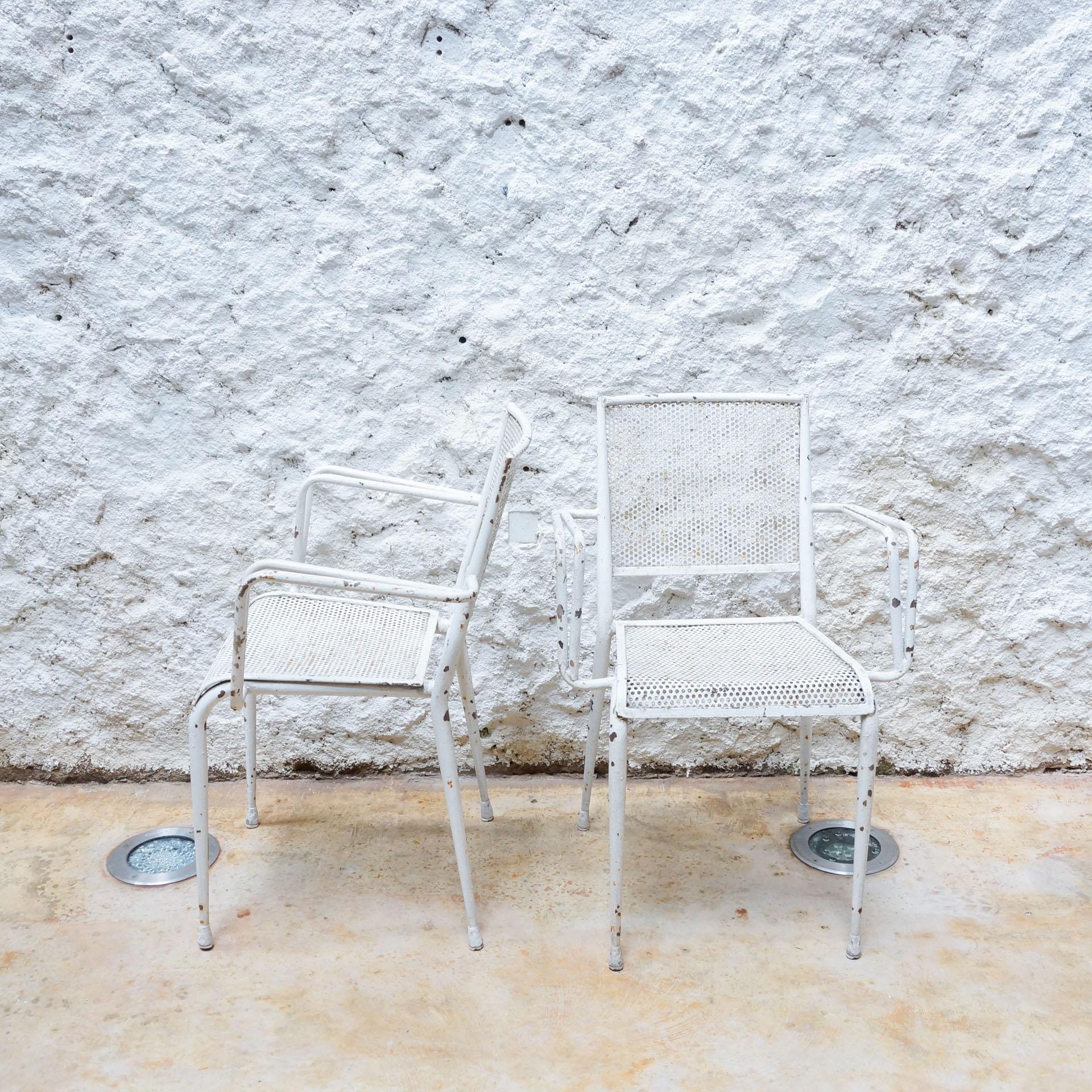 French Garden Table and Chairs Set in the Style of Mathieu Matégot, circa 1960