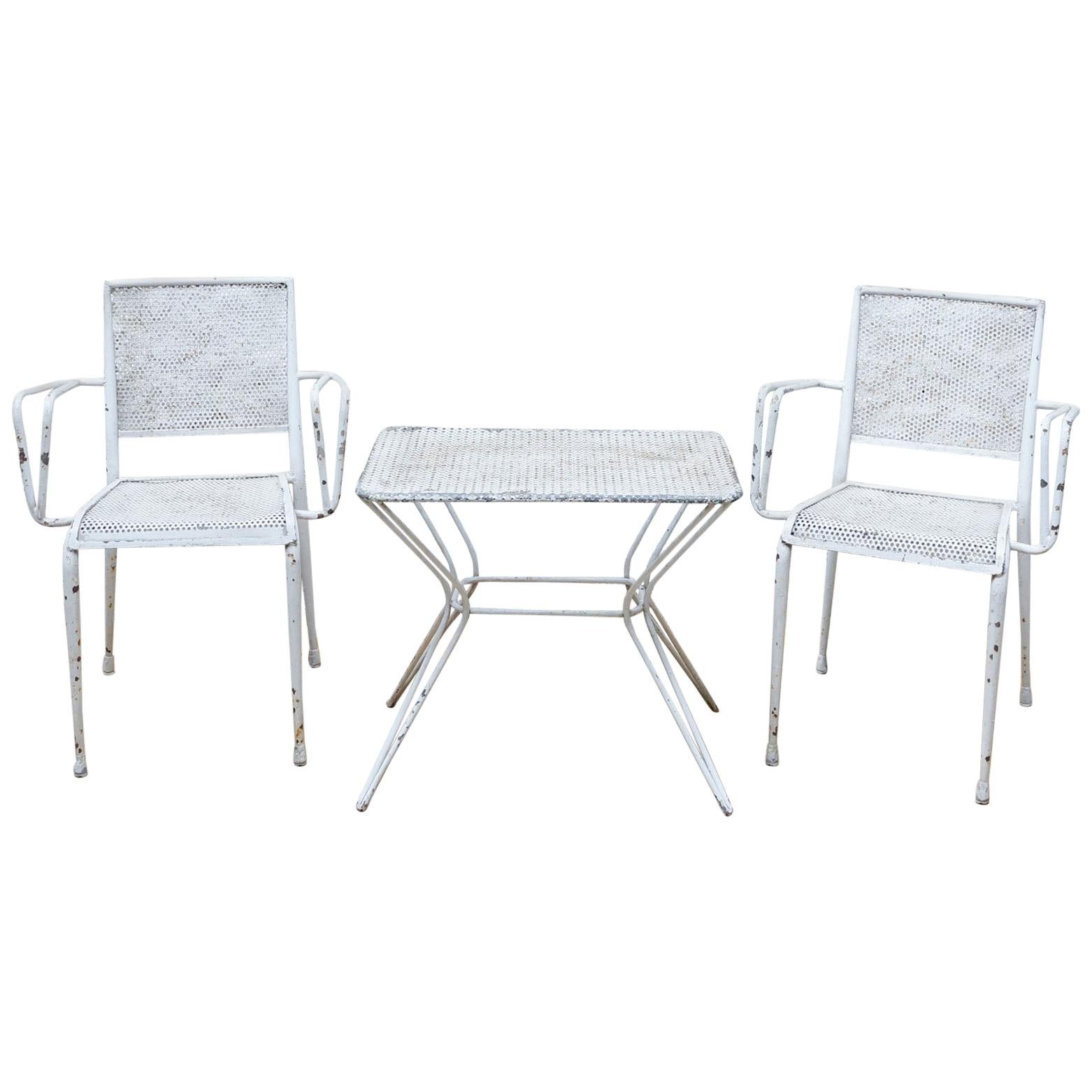 Garden Table and Chairs Set in the Style of Mathieu Matégot, circa 1960