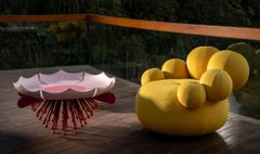 Tavolo da giardino rosa in metallo