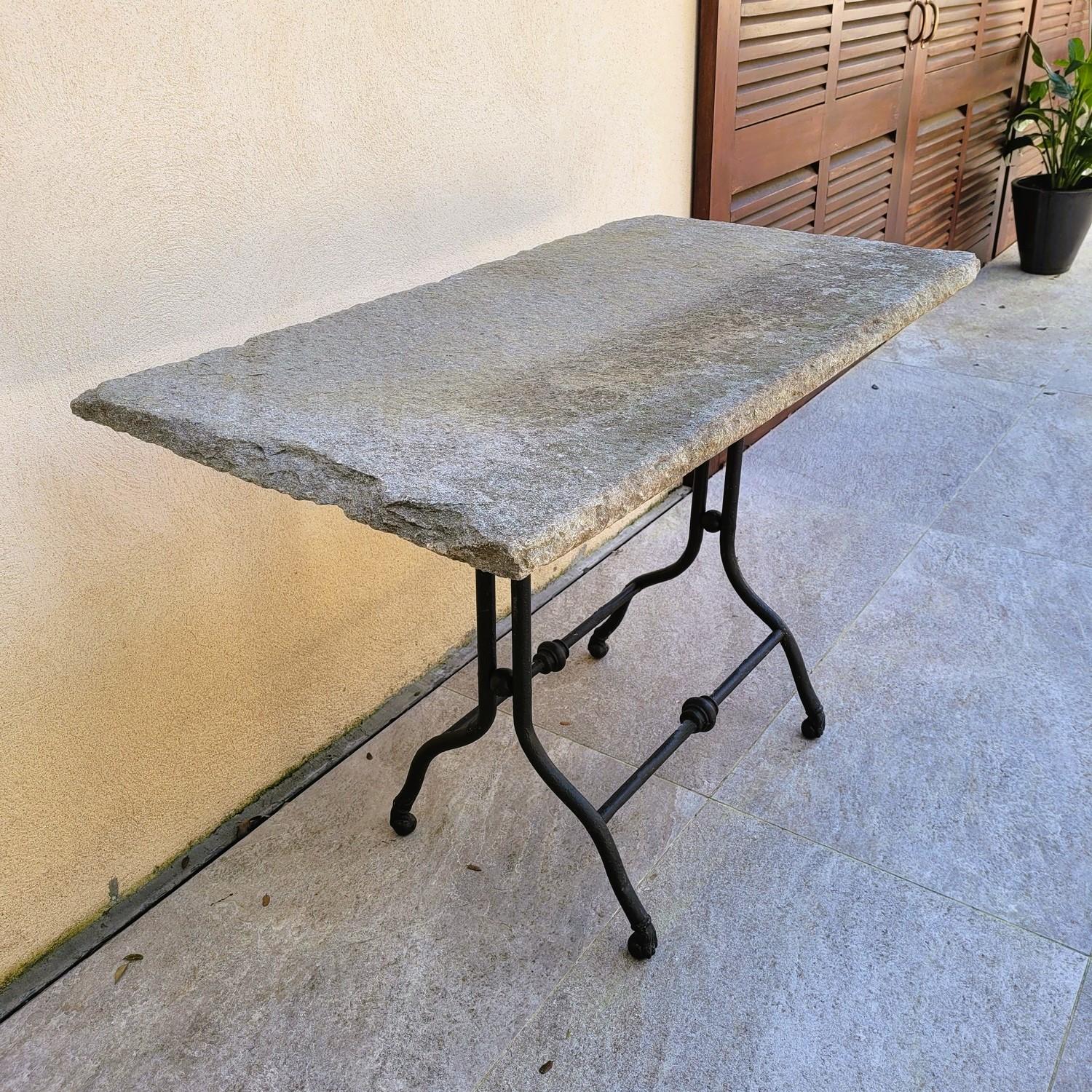 Garden Table, Stone And Iron, Late 19th Century For Sale 3