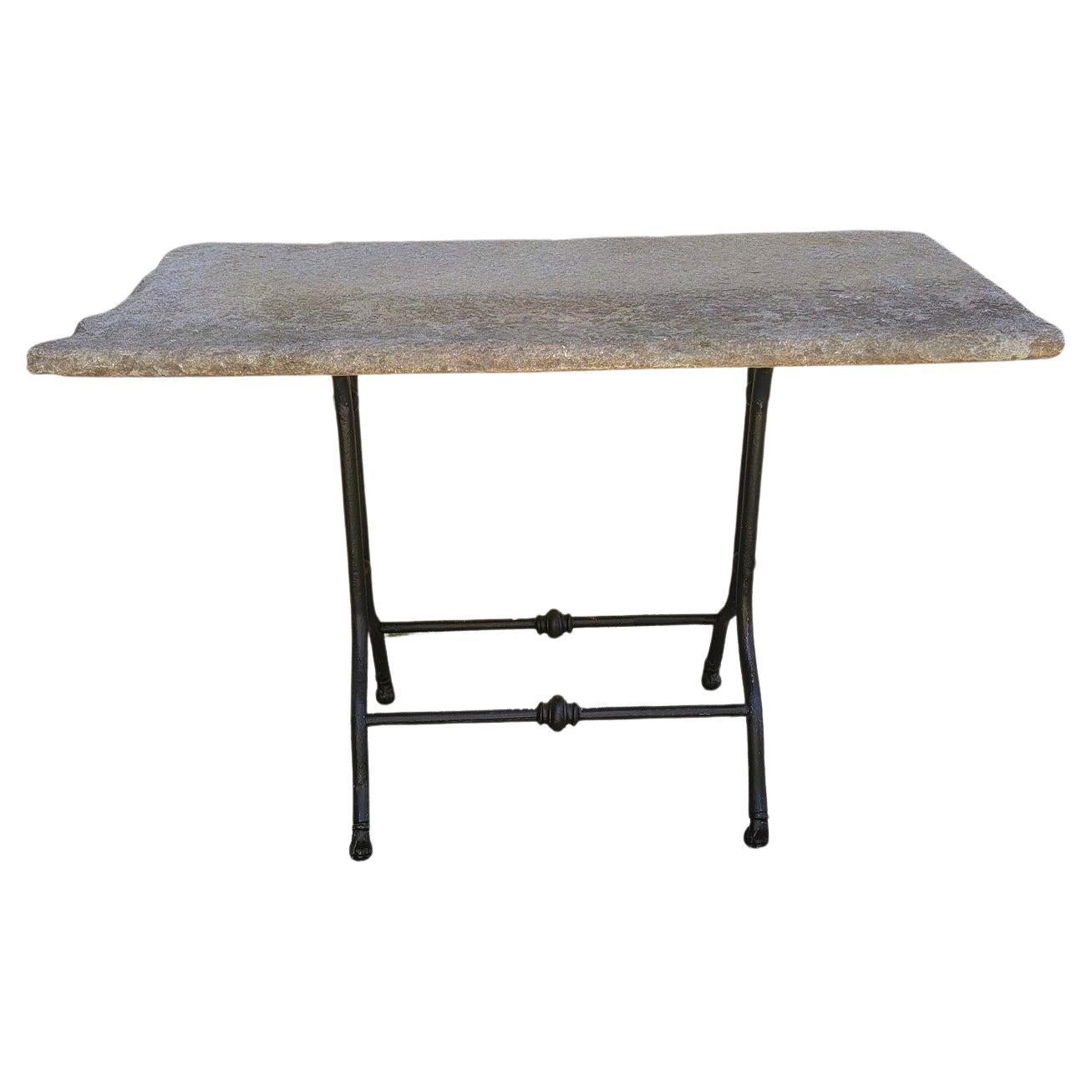 Garden Table, Stone And Iron, Late 19th Century For Sale
