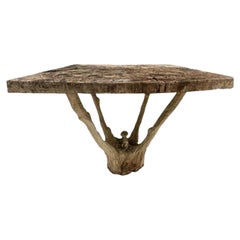 Garden Table, Vintage French Faux Bois