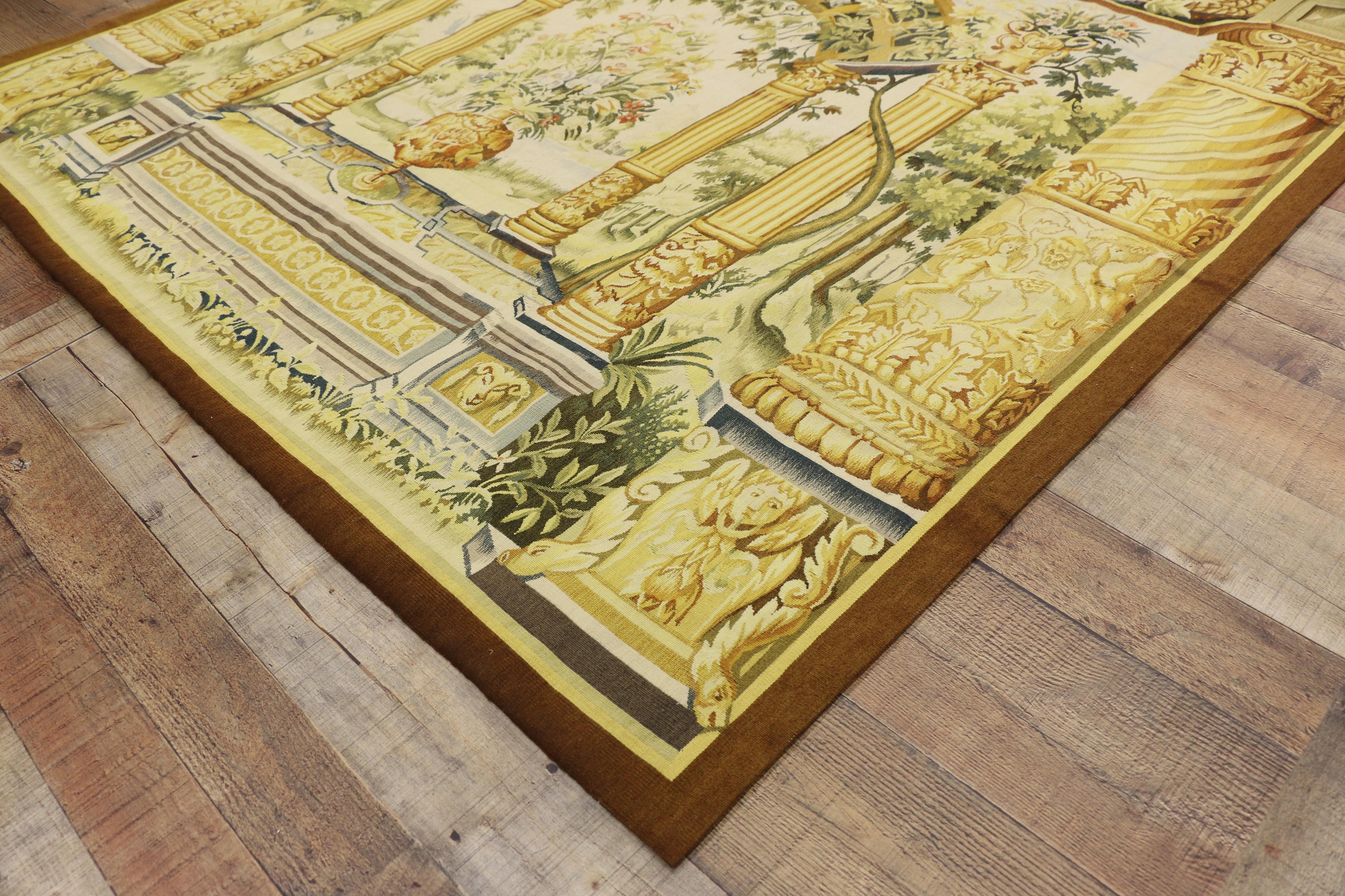 Garden View Tapestry, Inspired by Jacob Wauters, Flemish Tapestry of a Pergola In New Condition For Sale In Dallas, TX