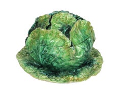 Garden Whimsy: Large Italian Ceramic Cabbage Tureen & Stand