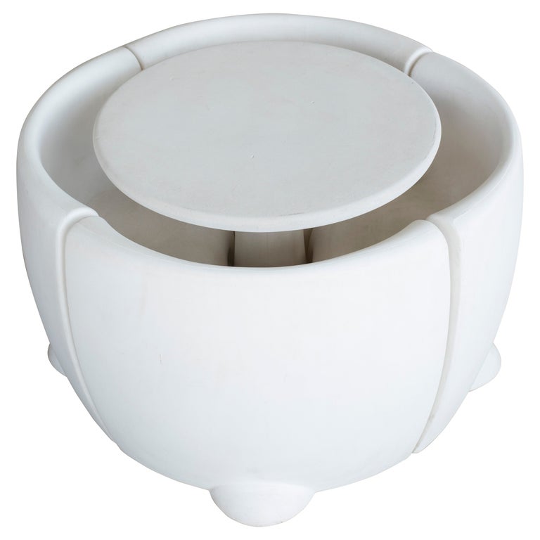 Garden White Resin Set Rounded Table and Four Chairs