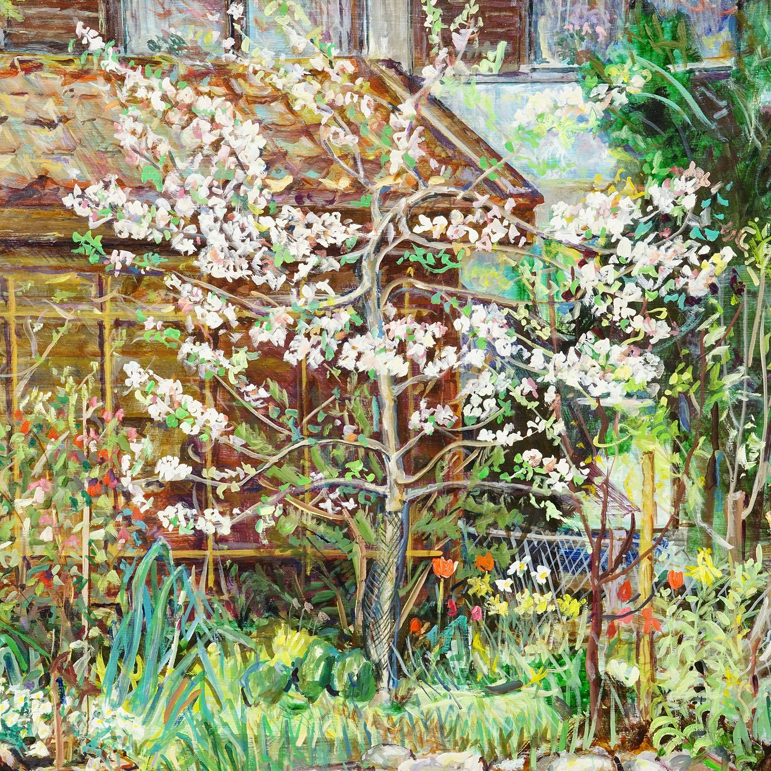 Other Garden with Blooming Apple Tree – Oil Painting by Alexander Michael, 1997 For Sale