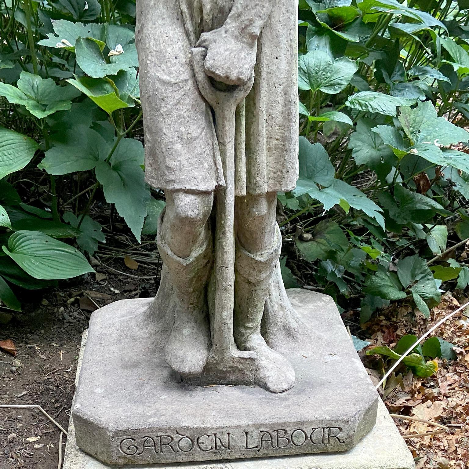 Garden Worker in English Stoneware with Shovel Carrying A Bag of Grapes For Sale 3