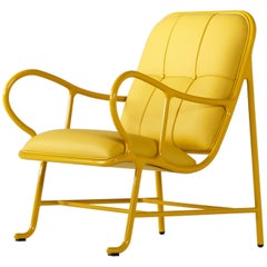  Yellow Gardenias Armchair Living Room With  High-Gloss Leather Finish 