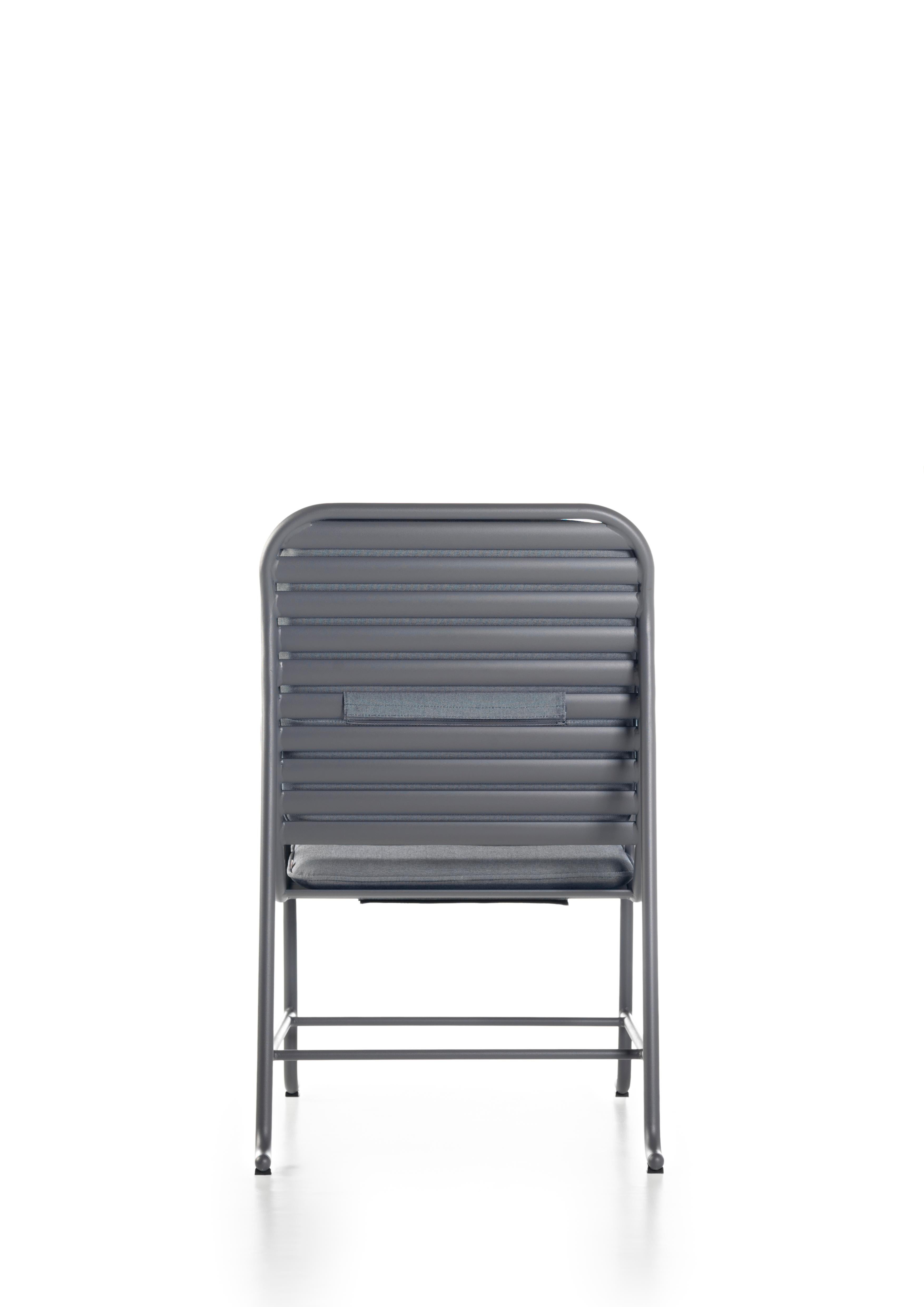 Spanish Outdoor armchair by Jaime Hayon grey powder coated aluminum, grey leather fabric For Sale