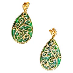 Boucles d'oreilles Gardens of Babylon en or blanc 18 carats avec A-Jadeite birmane certifiée et diamants