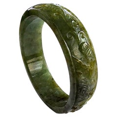 Gardens of The Ancient Orient Burmese Green A-Jade Bangle Bracelet 08813