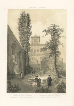 Gardens of the Quirinal Palace, Rome – Elegant Fountain Scene, 1868