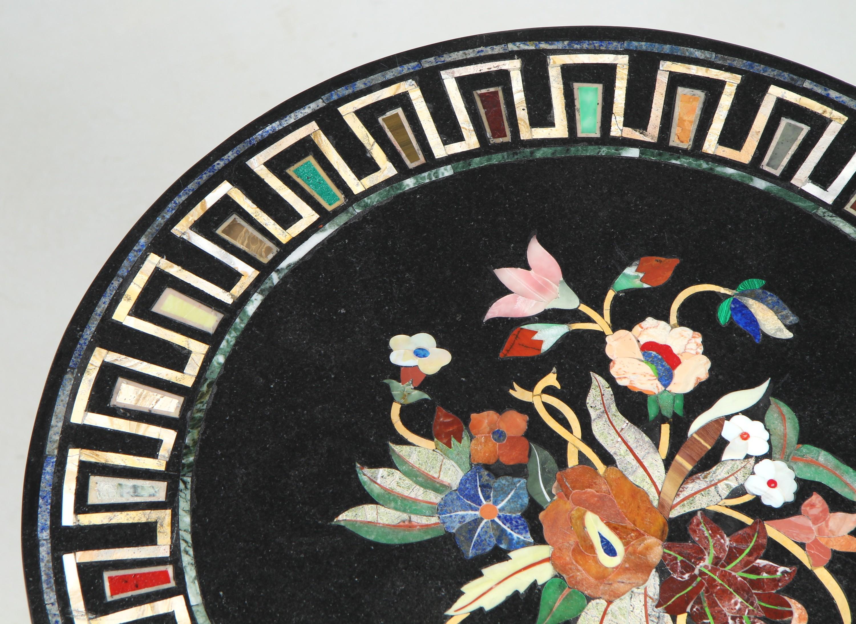Gardentable, Bistrotable with Pietra Dura Marble Top In Good Condition In Greven, DE