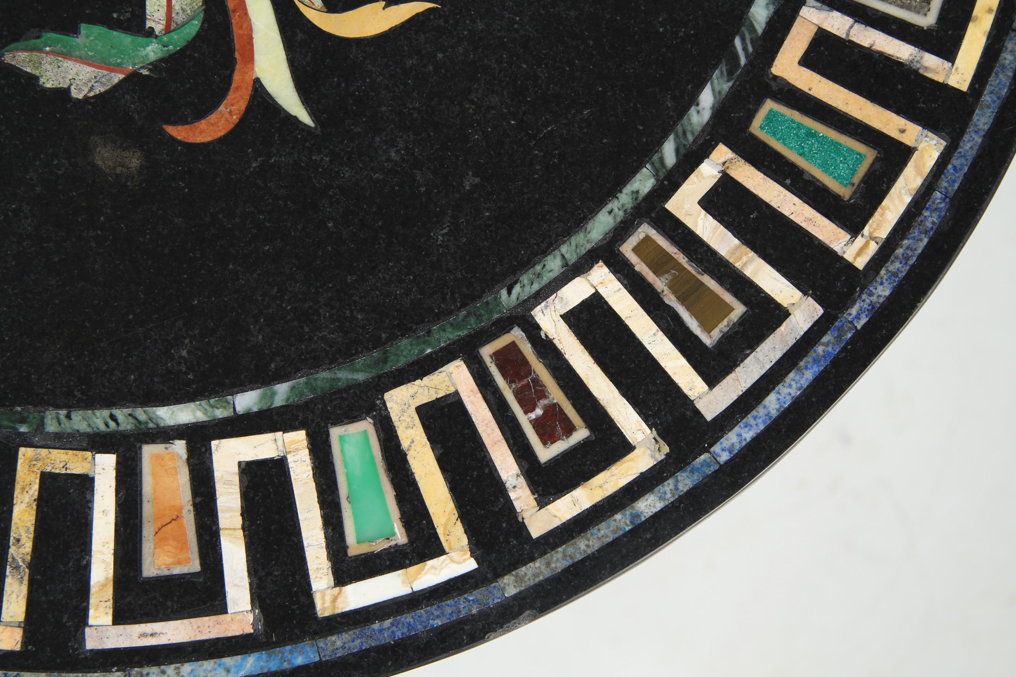 20th Century Gardentable, Bistrotable with Pietra Dura Marble Top