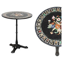 Gardentable, Bistrotable with Pietra Dura Marble Top