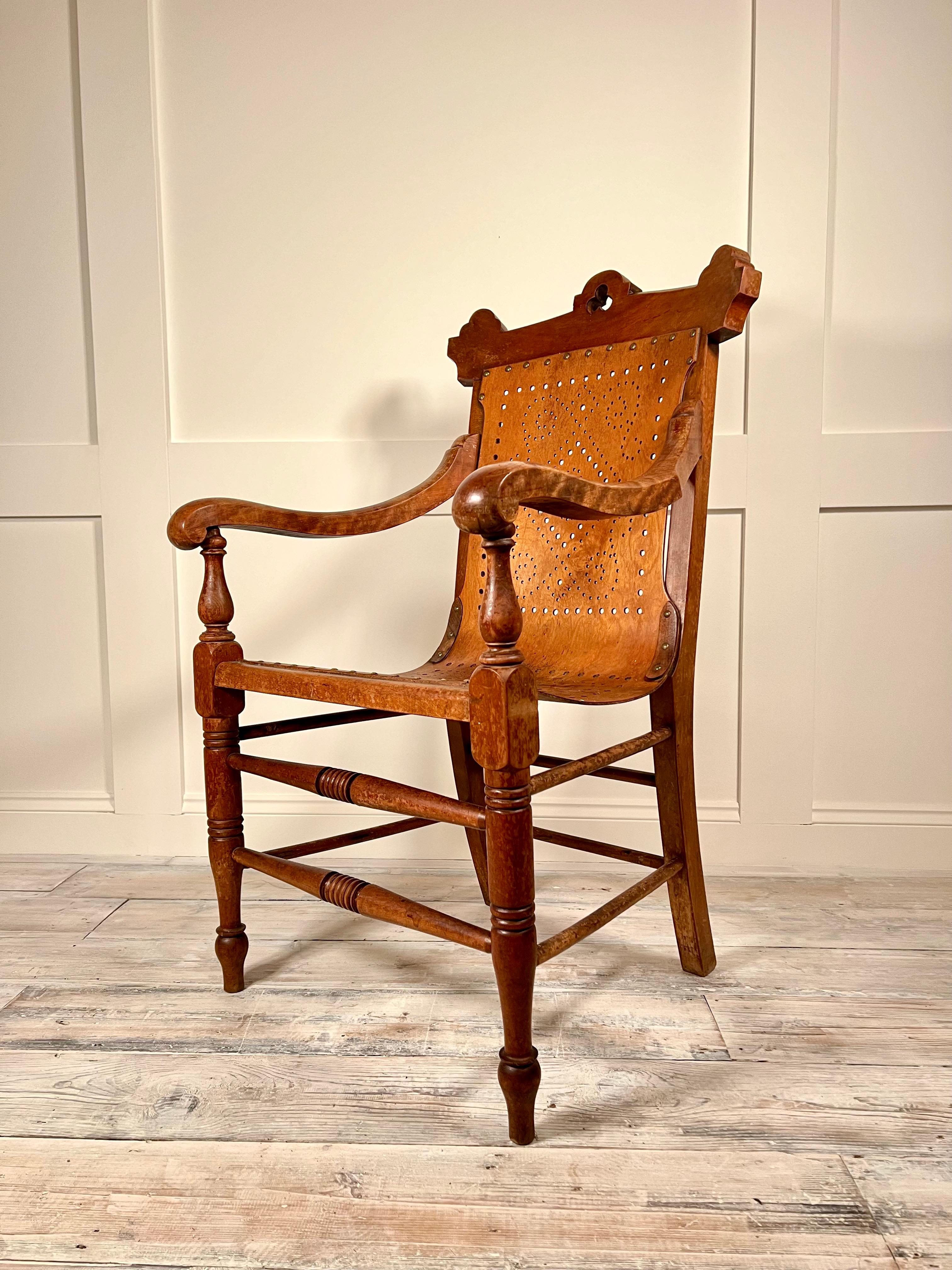 American Gardner & Co. Pierced Bent Ply and Oak Frame Arm Chair c.1872 For Sale