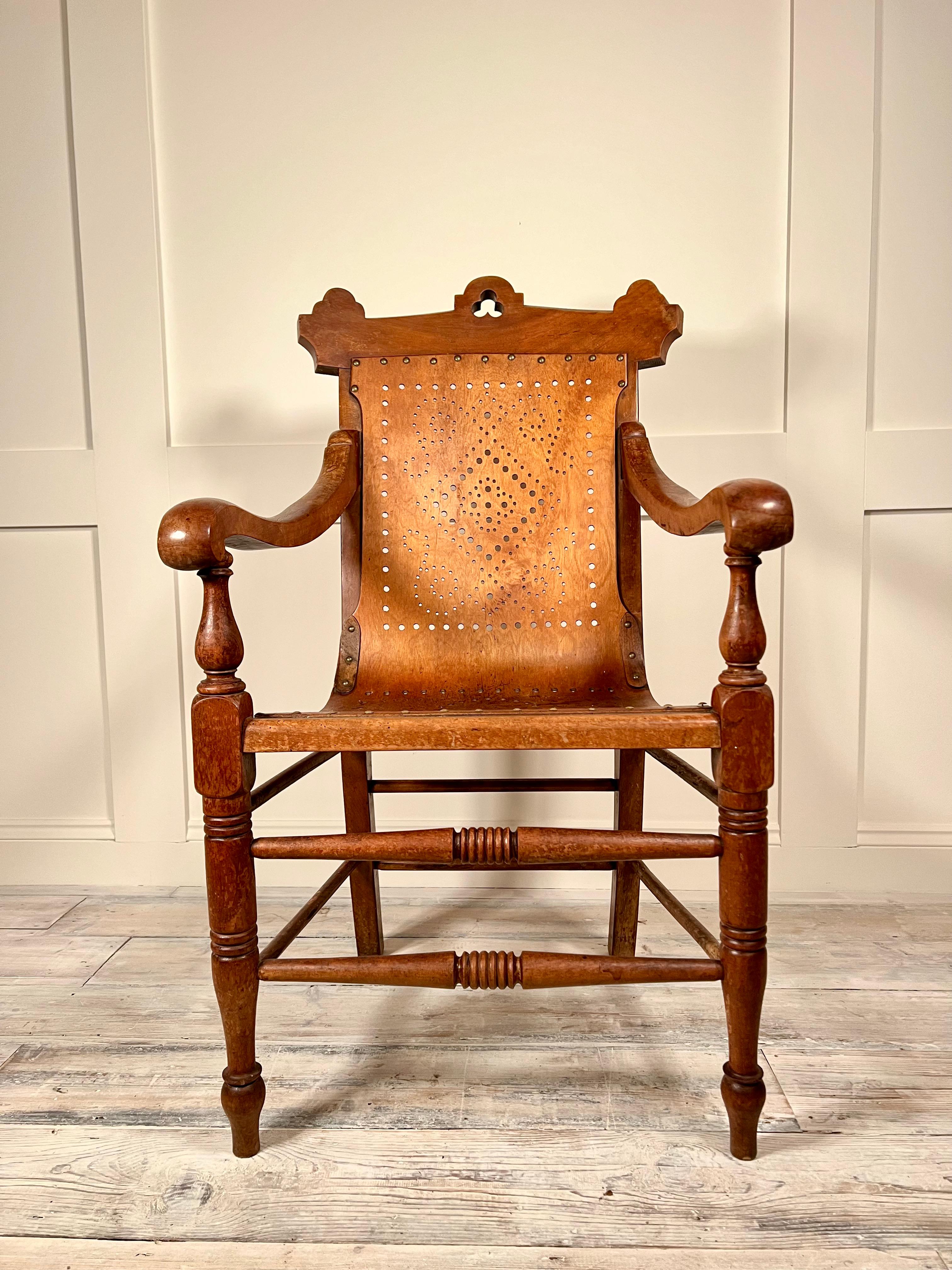 Birch Gardner & Co. Pierced Bent Ply and Oak Frame Arm Chair c.1872 For Sale