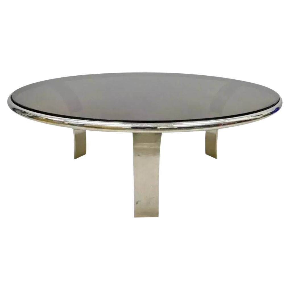 Gardner Leaver für Steelcase Couchtisch aus Chromstahl und Rauchglas