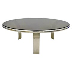 Gardner Leaver für Steelcase Couchtisch aus Chromstahl und Rauchglas