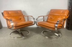 Gardner Leaver For Steelcase Lounge Chairs. Series 455 leather and steel