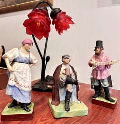 Gardner Porcelain Factory 3 Fine Figurines of Peasant Musicians, Imperial Russia