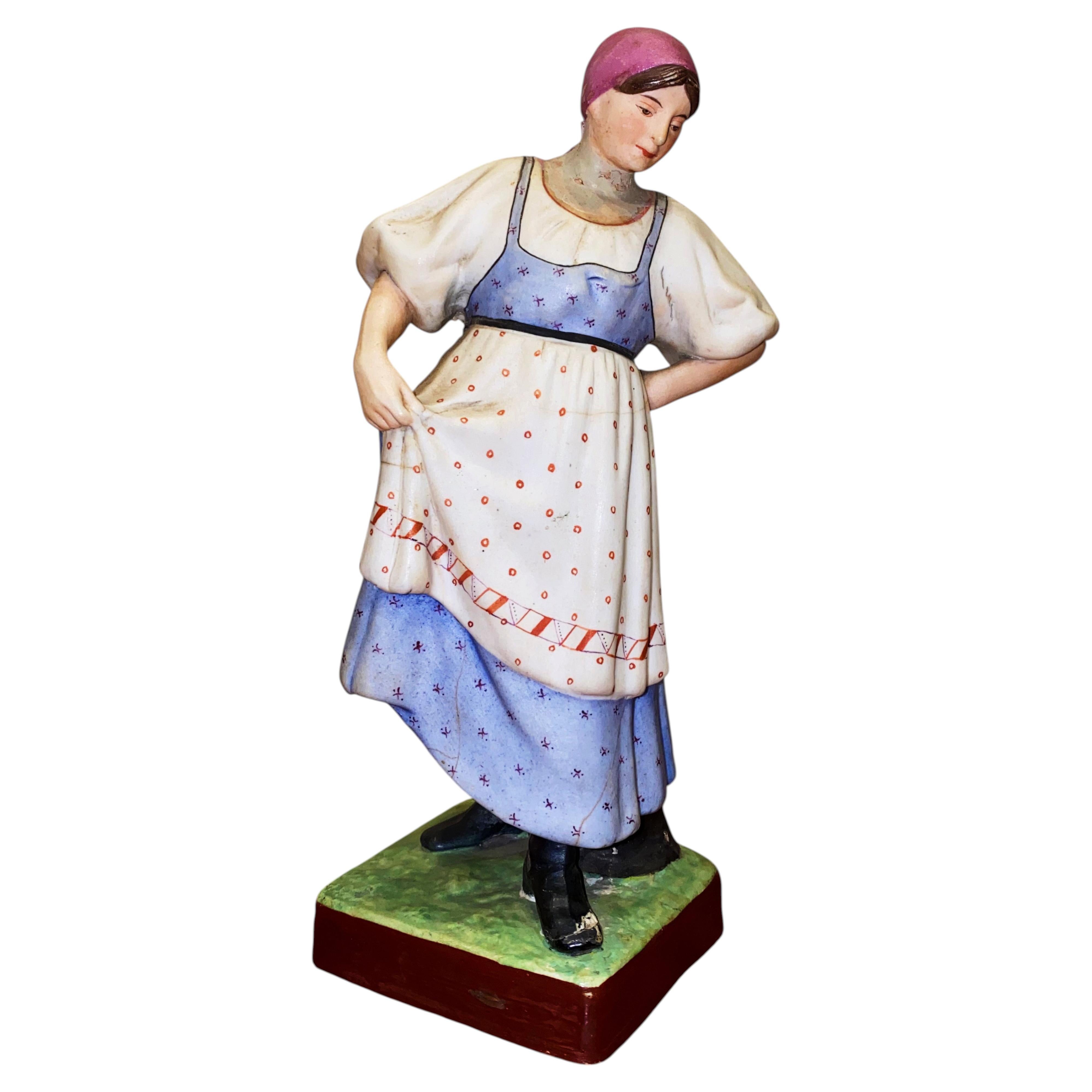Gardner Porcelain Factory Figure of Dancing Peasant Woman, Imperial Russia. For Sale