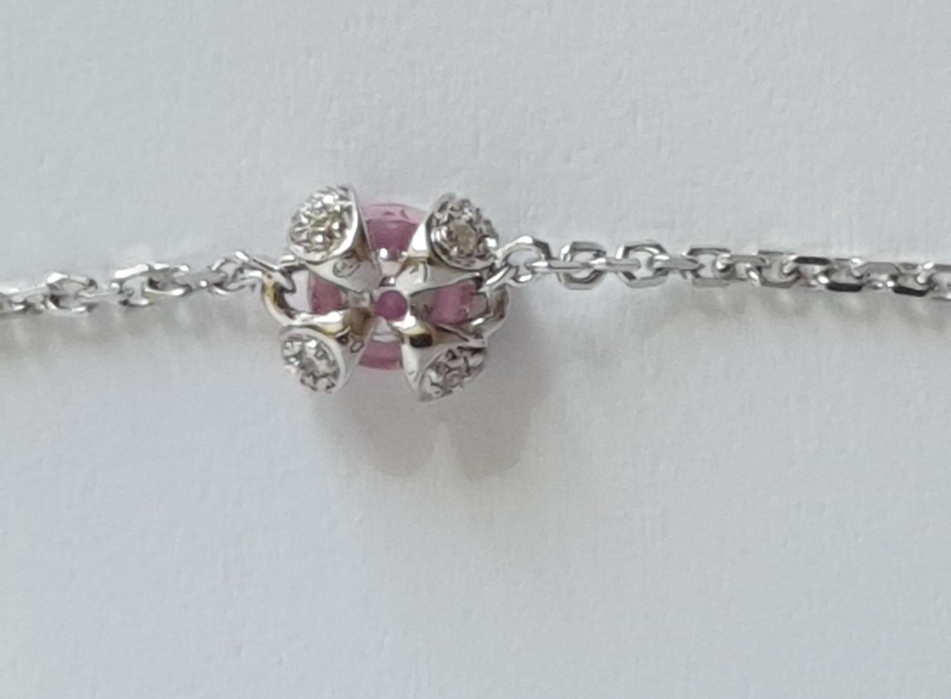 Granat, 0,33 Karat rosa Saphir und 0,55 Karat Diamant-Pavé-Armband, 18 Karat Roségold (Rundschliff) im Angebot