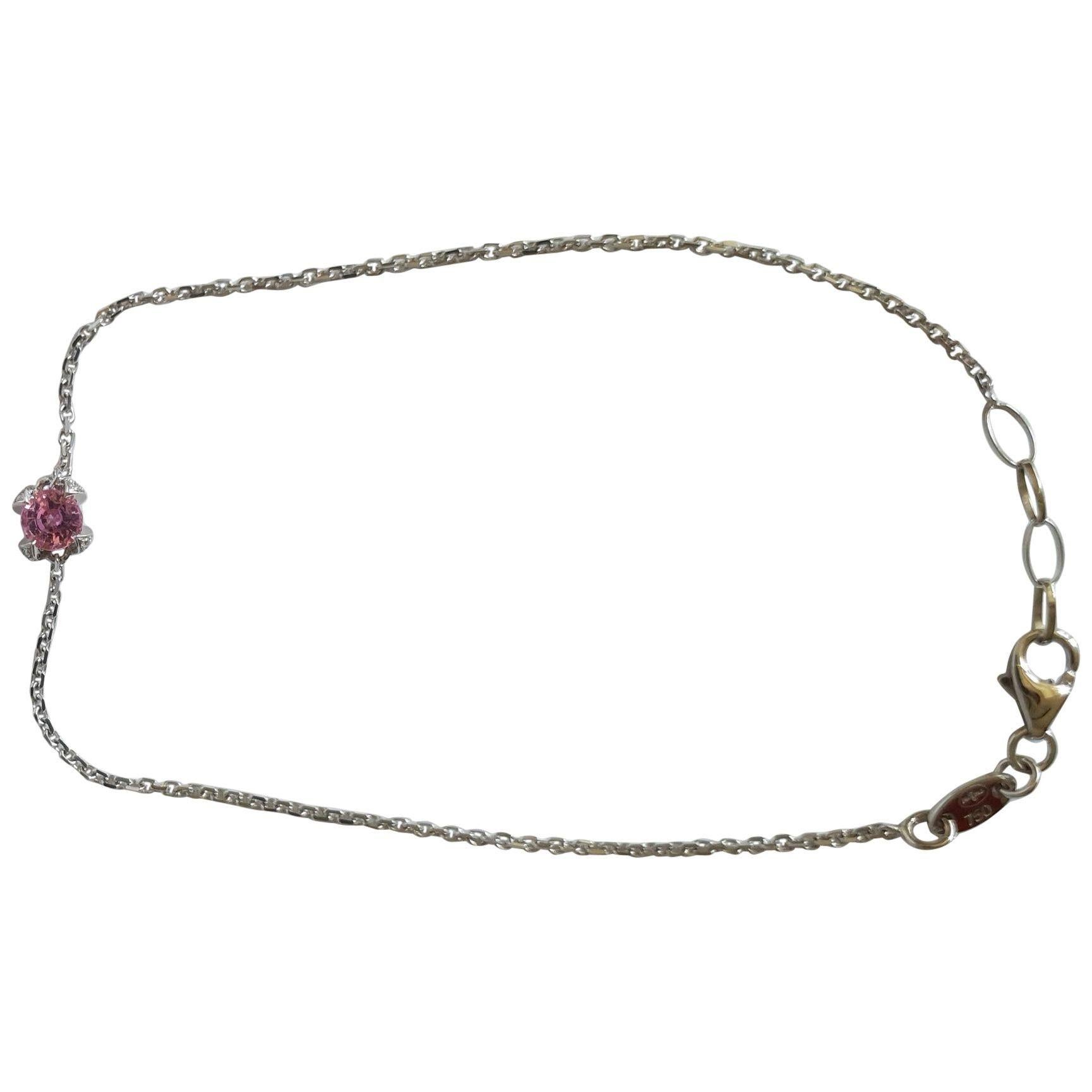 Granat, 0,33 Karat rosa Saphir und 0,55 Karat Diamant-Pavé-Armband, 18 Karat Roségold im Angebot