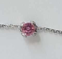 Granat, 0,33 Karat rosa Saphir und 0,55 Karat Diamant-Pavé-Armband, 18 Karat Roségold