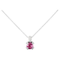Garel, 0.70ct Pink Sapphire Pendant and 0.15ct Diamond Paving, 18k White Gold