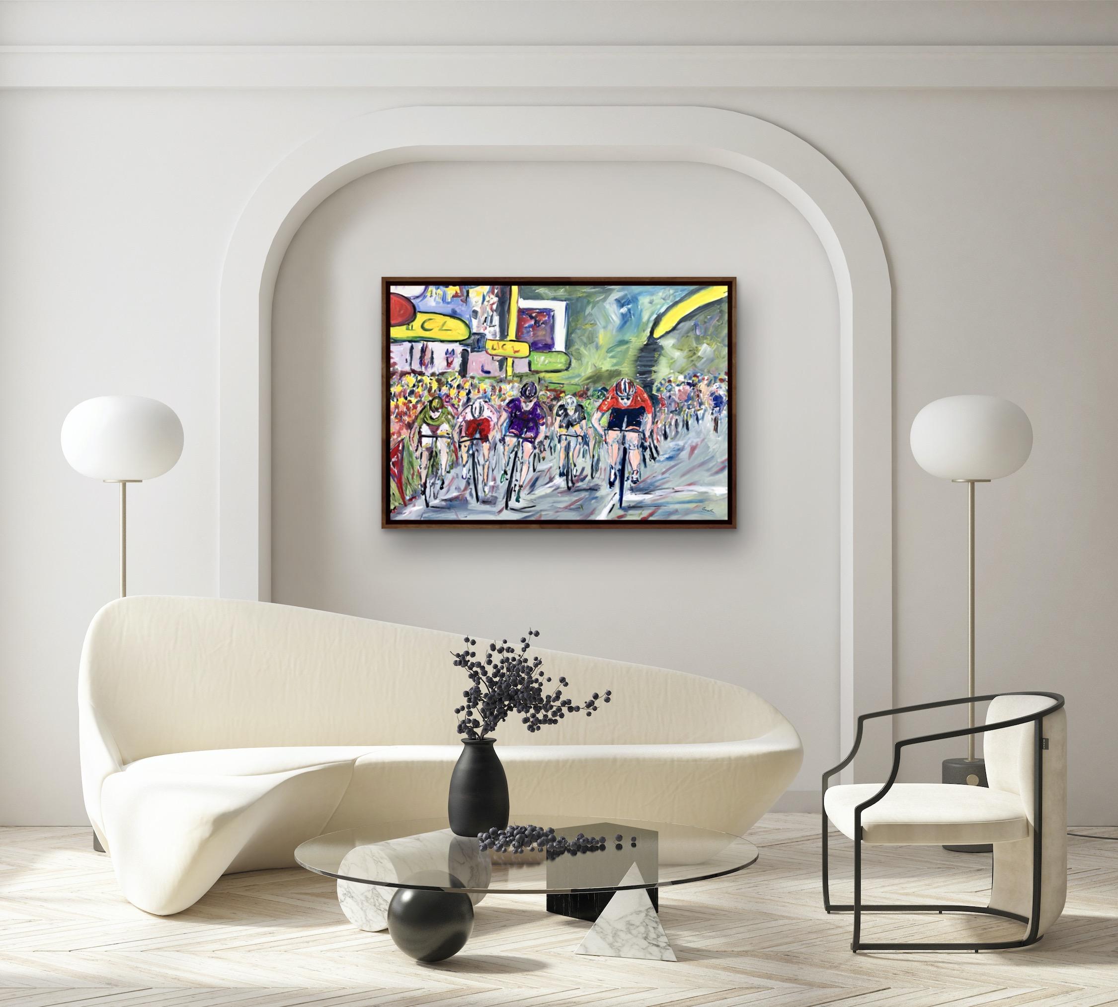 El sprint final- Tour de Francia Etapa 15 2015 es un cuadro original de Garth Bayley obra de arte ciclista, deportivo, Tour de Francia,
Esta Pintura fue trabajada a partir de un boceto. Creé un boceto al día para el Tour de Francia y éste tenía la