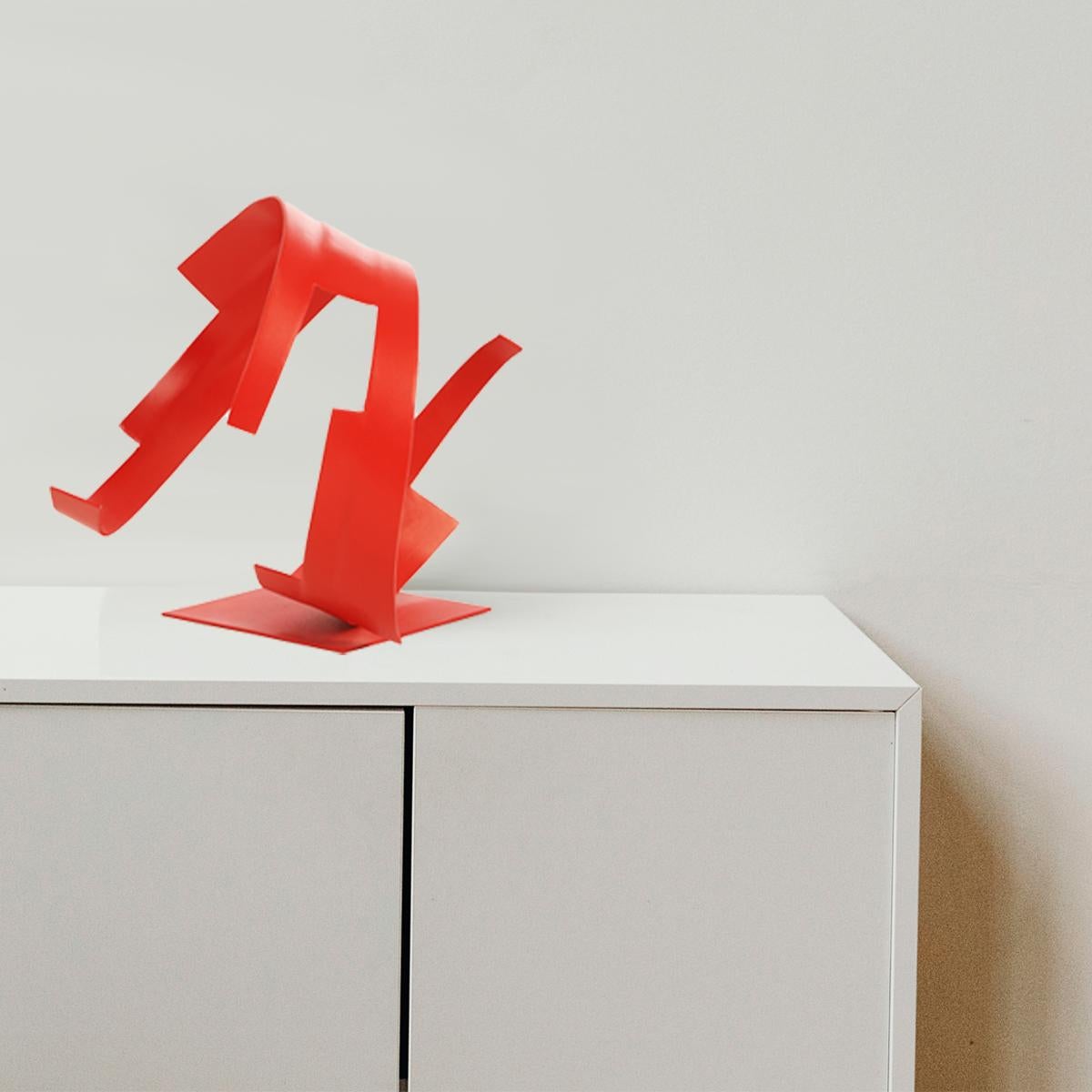 East Coast - Metal, Abstract Sculpture, Contemporary Art, Red, Gareth Griffiths For Sale 4
