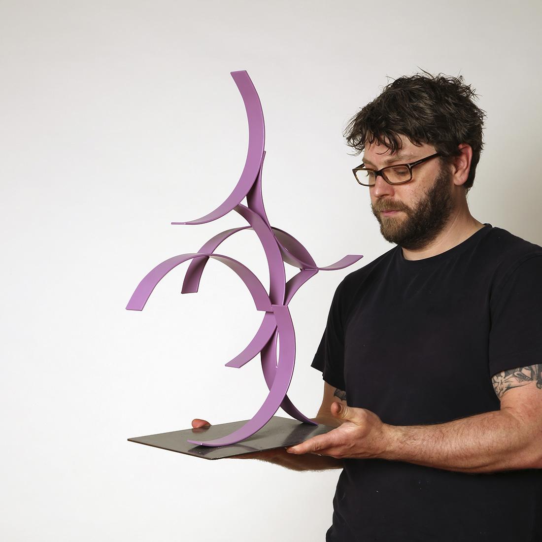 Asomada - Metal, Abstract Sculpture, Contemporary, Art, Mauve, Gareth Griffiths For Sale 4